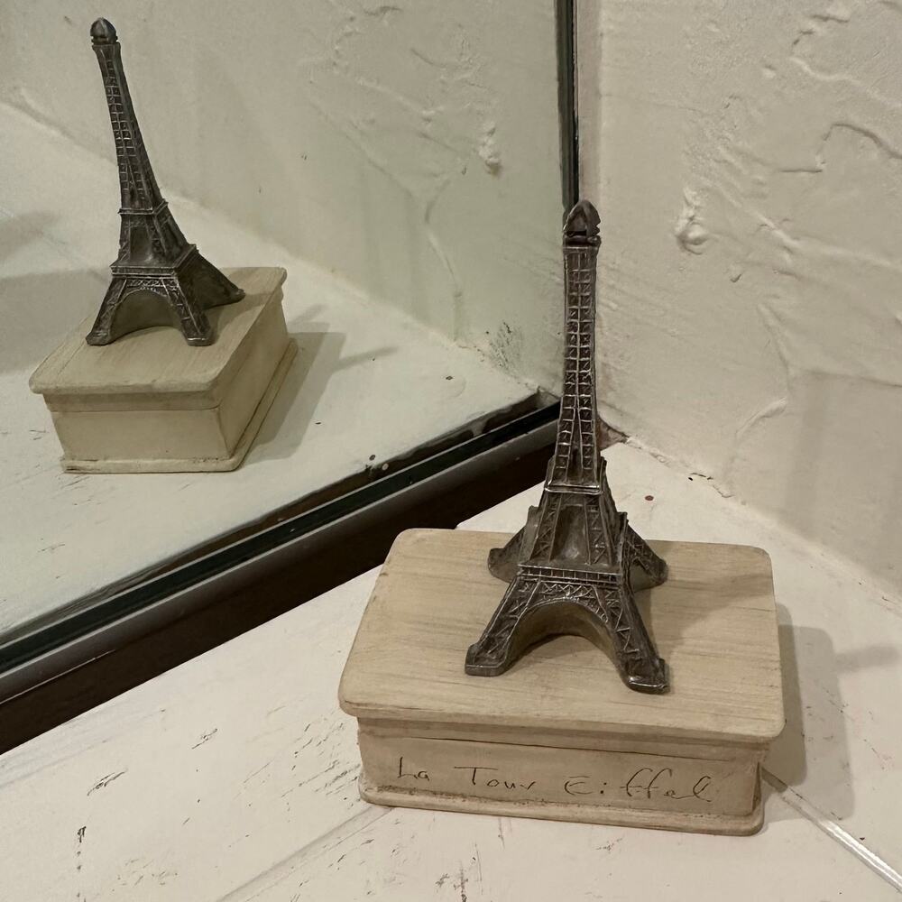 Miniature Eiffel Tower Trinket Box by Hen-feathers Tiny Ceramic Paris